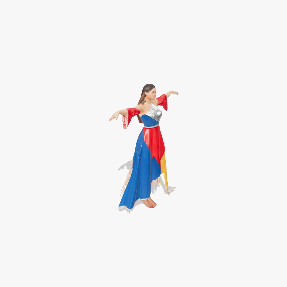 Colorful Dress Female Character Rigged and Animated